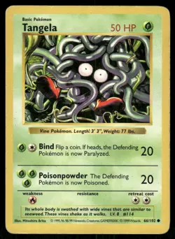 Pokemon Tcg Tangela [Shadowless] #66 Pokemon Base Set MP - Image 1