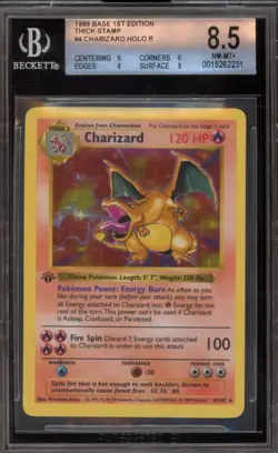 Pokemon Charizard Base Set Shadowless 1st Edition Holo Rare #15 BGS 8.5 - Image 1