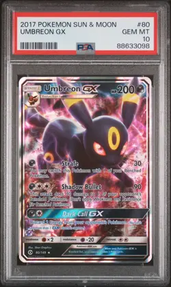 2017 Pokemon Sun and Moon Umbreon GX #80 PSA 10 GEM MT - Image 1