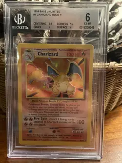 1999 Pokemon Base Set Charizard BGS 6 Holo Rare Card 4/102 EX-MT Condition - Image 1