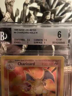 1999 Pokemon Base Set Charizard BGS 6 Holo Rare Card 4/102 EX-MT Condition - Image 2