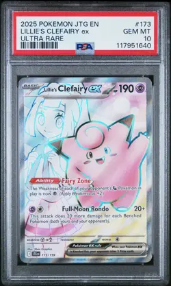 2025 POKEMON JTG EN-JOURNEY TOGETHER ULTRA RARE #173 LILLIE'S CLEFAIRY EX PSA 10 - Image 1