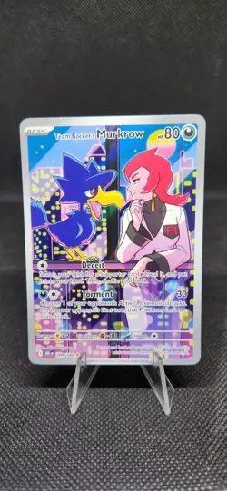 Pokemon TCG Destined Rivals Team Rockets Murkrow Illustration Rare Card 200/182 - Image 1