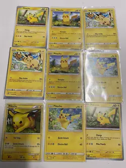 SOME RAREU Pokemon Pikachu 9 Card Lot Sold By Clueless Granny - Image 1
