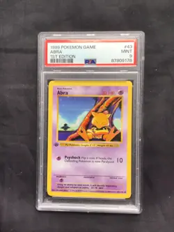 Pokemon Cards: Base Set 1st Edition Common: Abra 43/102 PSA 9 - Image 1