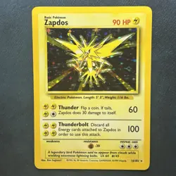 Zapdos 16/102 Holo Rare - Base Set Pokemon Card Vintage WOTC - LP - Image 1