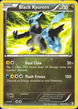 Black Kyurem 100/149 Rare Boundaries Crossed Pokemon Card HP (MK) - Image 1