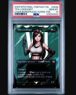 2025 MTG FINAL FANTASY CHARACTER BORDERLESS-SURGE FOIL TIFA LOCKHART PSA 10 - Image 1