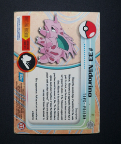 Nidorino Chrome #33 Pokemon TCG Card Topps Series 1 TV Animation Moderate Play - Image 2