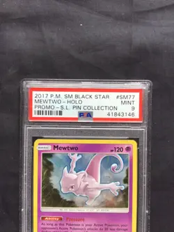Pokemon Cards: Sun & Moon Promo Mewtwo SM77 PSA 9 - Image 3