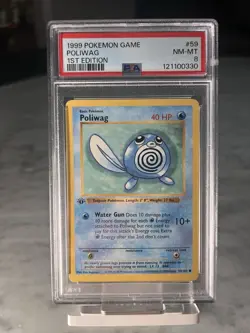 1999 Pokemon Base Set #59 Poliwag 1st Edition Shadowless PSA 8 - Image 1