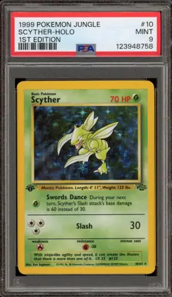 Pokemon Scyther Jungle 1st Edition Holo Rare #10 PSA 9 Mint - Image 1
