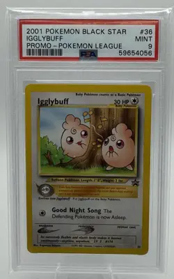 2001 POKEMON PROMO BLACK STAR POKEMON LEAGUE #36 IGGLYBUFF PSA 9 - Image 1