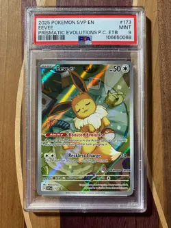 PSA 9 Eevee 173 Pokemon Center Exclusive Stamp Prismatic Evolutions ETB Promp - Image 1