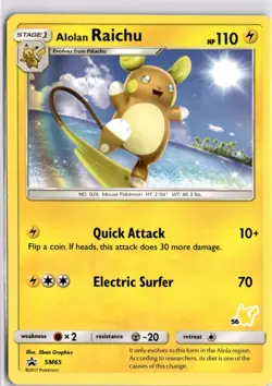 Alolan Raichu - (#56 Pikachu Stamped) Promo Battle Academy SM65 Pokemon Card TCG - Image 1