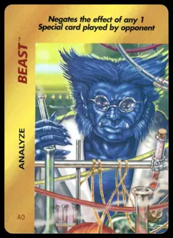 Beast Character Card / Analyze AO 1995 Fleer Marvel Overpower CCG X-Men - Image 1