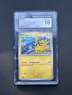 2024 Pokemon SV Black Star Promo World Championship Pikachu #190 CGC 10 - Image 1