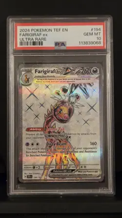 Pokemon Card 194/162 Farigiraf Ex Psa 10 Gem Mint - Image 1