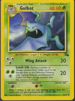 Golbat Uncommon Fossil 34/62 Pokemon Trading Card WOTC TCG - Image 1