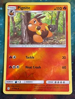 POKEMON PIGNITE 32/236 UNCOMMON REVERSE HOLOFOIL COSMIC ECLIPSE NM CARD - Image 1