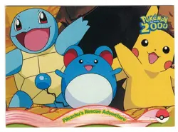 2000 TOPPS POKEMON MOVIE # 12 PIKACHU'S RESCUE ADVENTURE - BLUE LOGO - EXMT-NRMT - Image 1