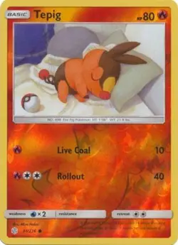 Pokemon - Tepig - 31/236 - Common - Reverse Holo - Sun & Moon Cosmic Eclipse - N - Image 1