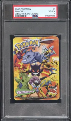 2003 POKEMON WENDY'S KIDS CARDS #1 PIKACHU PSA 4 GRADED POP 1, TOP 3 GRADED EVER - Image 1