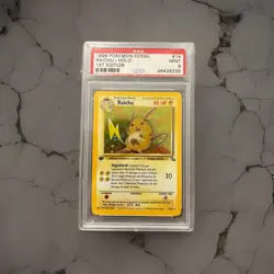 Vintage Label PSA 9 Raichu 14/62 1st Edition Fossil Holo Pokemon Card - Image 1