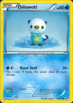 Oshawott 28/114 Common Black and White Pokemon Card MP - Image 1