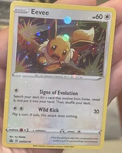 Pokemon Eevee SWSH118 Black Star Promo HEAVY HOLO BLEED ERROR 1 HD GALAXY SWIRL - Image 2