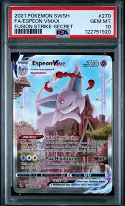 2021 POKEMON SWORD & SHIELD FUSION STRIKE SECRET FULL ART/ESPEON VMAX PSA 10 - Image 1