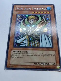 Yugioh Fairy King Truesdale Unlimited Secret Rare WC4-001 HP DAMAGED - Image 1