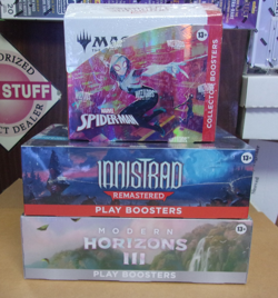 MTG MODERN 3 + INNISTRAD REMASTERED PLAY + SPIDERMAN COLLECTOR BOOSTER BOXES - Image 1