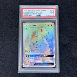 Pokemon 2019 Thai Sun & Moon Hidden Shadow Dragonite GX 214/183 Hyp PSA 9 - Image 3