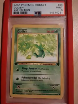 Pokemon - Team Rocket Oddish 63/82 First Edition PSA 9 - Image 2