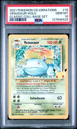 2021 Pokemon Celebrations Classic Collection #15 Venusaur Holo PSA 10 - Image 1