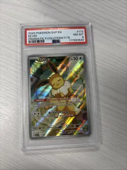 Pokemon 2025 SVP Black Star Promo Prismatic Evolutions ETB #173 Eevee PSA 8 - Image 1