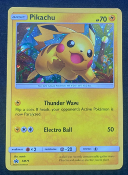 Pokemon TCG Pikachu SM76 Black Star Promo Cosmos Holo LP - Image 1