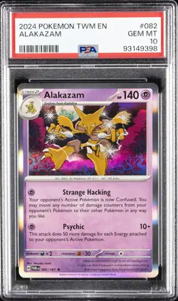 2024 POKEMON TWM EN-TWILIGHT MASQUERADE #082 ALAKAZAM PSA 10 - Image 1