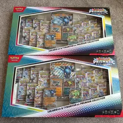 Pokemon Prismatic Evolutions Lucario ex & Tyranitar ex Box Bundle Scarlet Violet - Image 1
