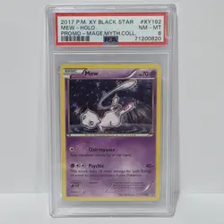 2017 Pokemon XY Mew Holo XY192 Black Star Promo PSA 8 NM-MT - Image 1