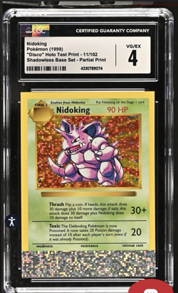 Nidoking Pokemon (1999) Disco Holo Test Print Shadowless Base Set-Partial Print - Image 2