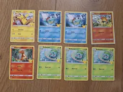 Pokemon 25th Anniversary McDonalds Cards, Cyndaquil Pikachu Squirtle Bulbasaur - Image 1