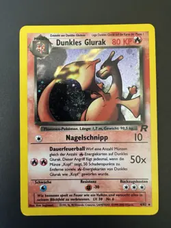 German Pokemon Card Dark Charizard (Dunkles Glurak) Team Rocket Holo 4/82 - LP - Image 1