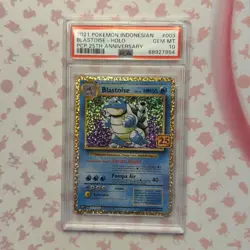 PSA 10 Gem Mint Blastoise 003/025 25th Anniversary S8A Indonesian Pokemon Card - Image 1