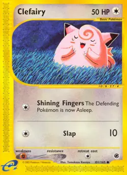 Heavily Played, English Pokemon Regular Clefairy - 101/165 - Common Expedition - Image 1