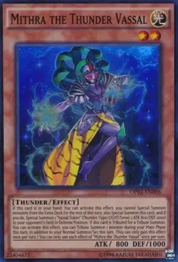 Yugioh! LP Mithra the Thunder Vassal - OP02-EN006 - Super Rare Lightly Played, E - Image 1