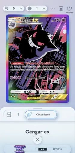 Gender EX 277 Pokemon TCG Pocket Genetic Apex - Image 2