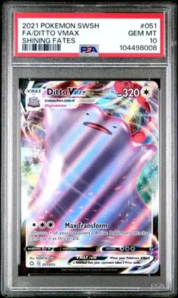 Pokemon TCG Ditto VMAX Shining Fates Holo Rare Card 051/072 PSA 10 - Image 1