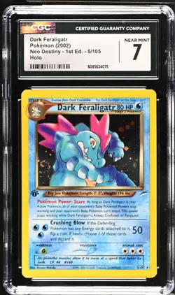 POKEMON CGC 7 NM Dark Feraligatr 5/105 Neo Destiny - 1st Edition Holo Rare *4075 - Image 1
